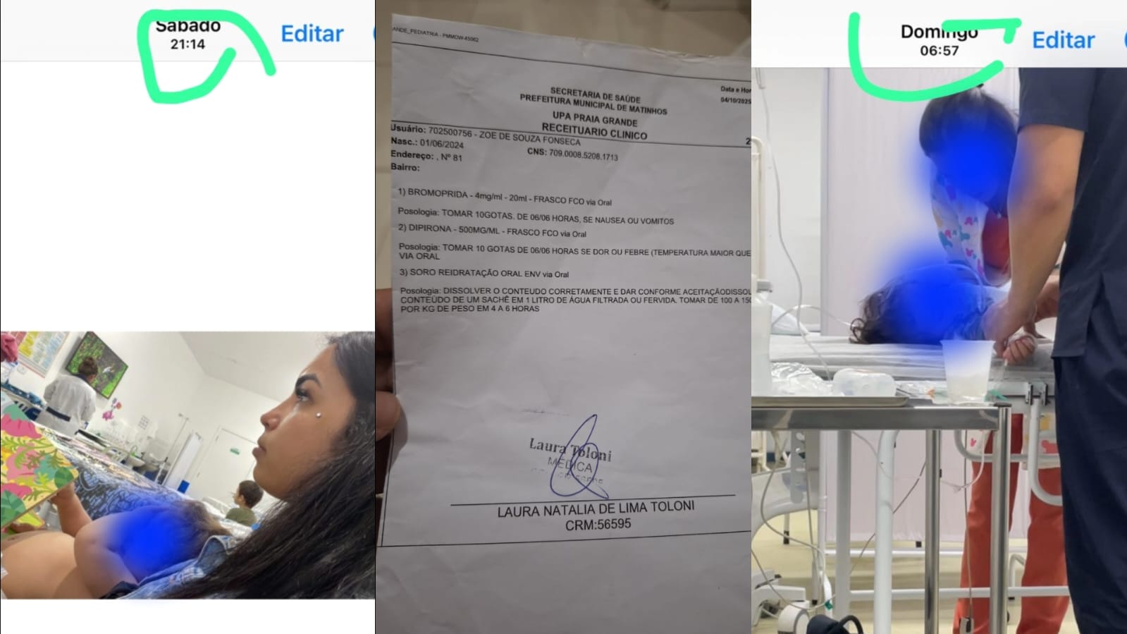 Imagens do arquivo pessoal de Vitória, mãe de Zoe