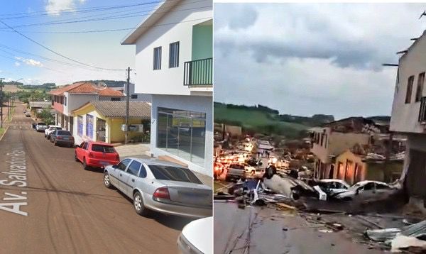 Antes e depois de rua em Rio Bonito do Iguaçu